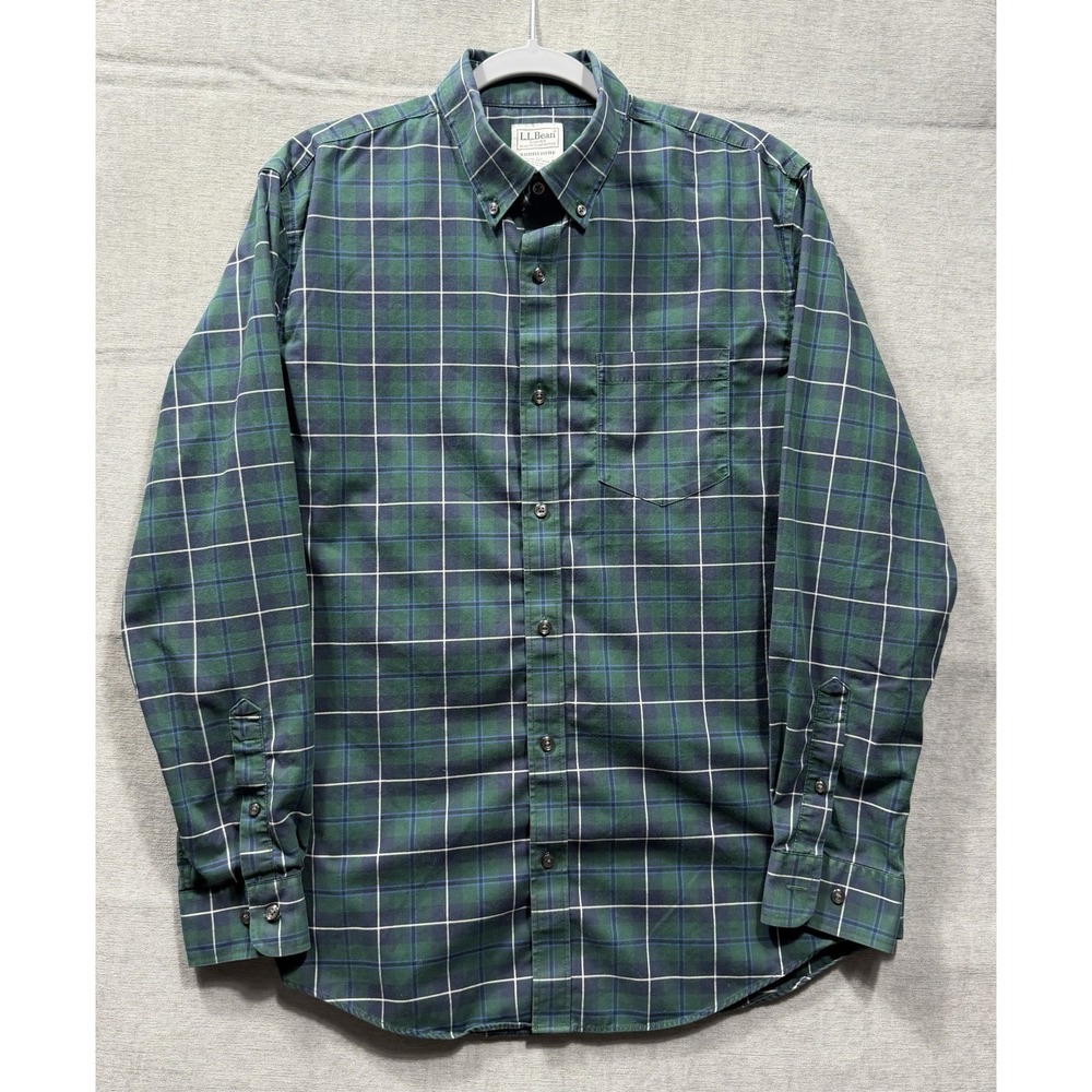 LL Bean Mens Long Sleeve Button Down Shirt Cotton Slightly Fitted Size Medium
